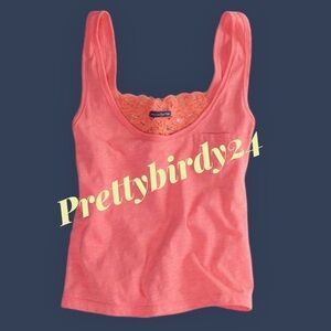 Y2K AEO Pink Crochet Back Crop Tank